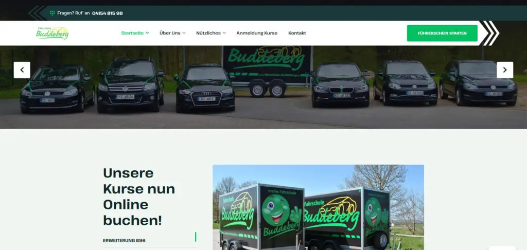 Webdesign Referenz für Fahrschule Buddeberg mit Online-Kursanmeldung