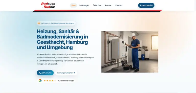 Webdesign Referenz für Rudeuco-Rudolz Heizungs- und Sanitärtechnik GmbH in Geesthacht