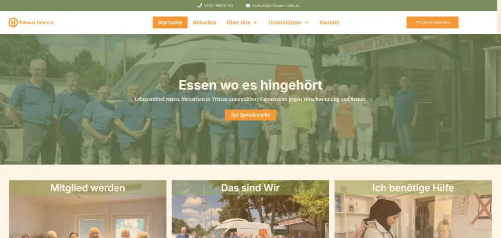 Webdesign Referenz für die Trittauer Tafel e. V. mit mehrsprachiger Vereinswebsite