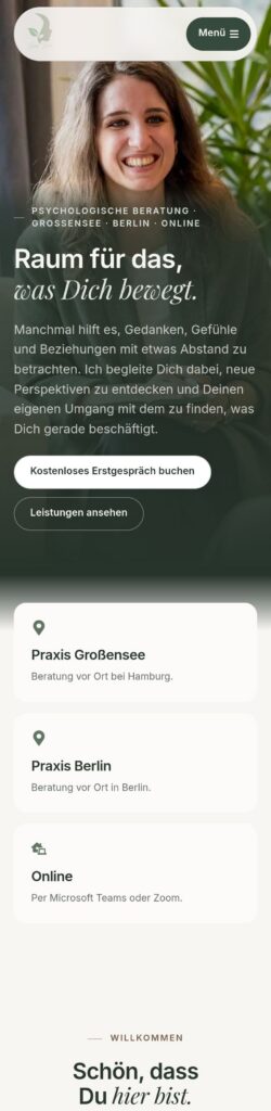 Website von Jennifer Kirschke in der Smartphone-Ansicht