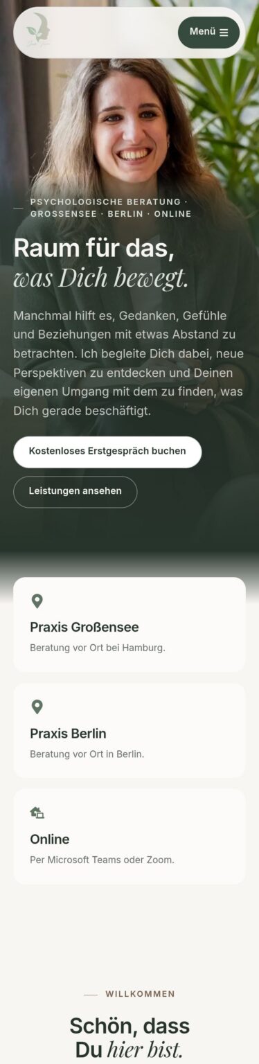 Website von Jennifer Kirschke in der Smartphone-Ansicht