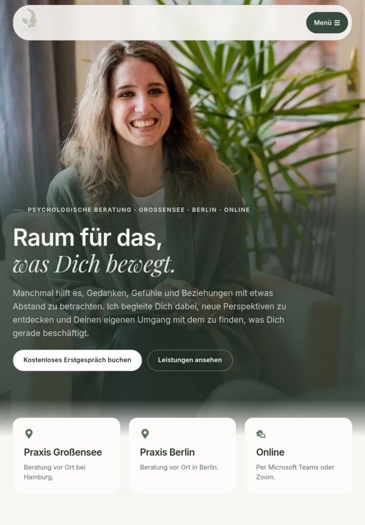 Website von Jennifer Kirschke in der Tablet-Ansicht