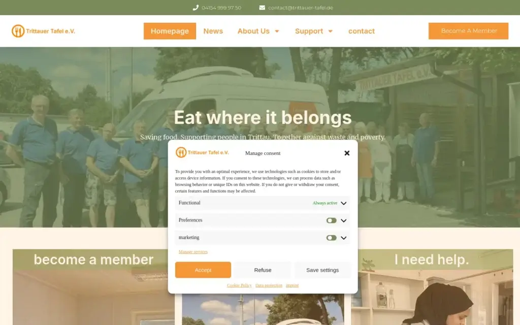 Website der Trittauer Tafel e. V.